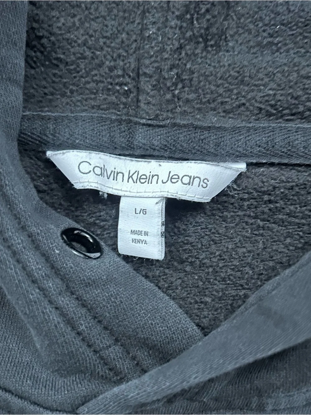 Calvin Klein Jeans Black Graphic Logo Pullover Hoodie Pocket youth L